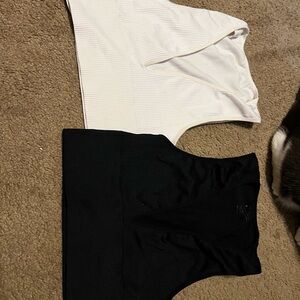 Women's Black and White deep v neck sport tops